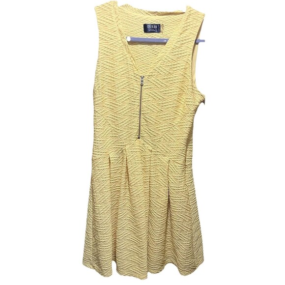 Guess Corrine Front Zip Fit & Flare Dress Size 10 Buttercup Yellow Mini - Picture 3 of 6